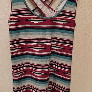 Striped Mini Dress in Teal and Burgundy